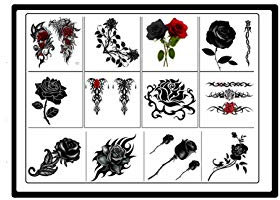 Rose Roses Flower Collections (Black Rose Roses Flower Temporary tattoos c1)