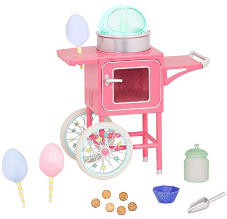 Glitter Girls - Zuckerwattemaschine - Sweet Treat Spielset - Zuckerwatte & Leuchtmaschine - Zuckerdose, Schaufel & Münzen - 36 cm Puppen-Zubehör - 3 Jahre +