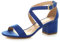 Ajvani Womens Ladies mid Low Block Heel Cross Straps Party Strappy Sandals, 7 UK, Cobalt Blue Suede