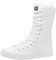 rismart Donna Tela Stivali Metà Polpaccio Punk High Tops Stringate Scarpe(Bianco-pizzo,42 EU)
