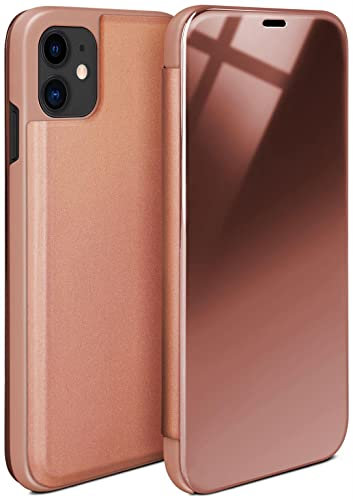 moex Void Case für Apple iPhone 11 Hülle in Hochglanz Optik, Clear View Cover Spiegelhülle, Flip Case 360 Grad Schutzhülle mit Spiegel, Rundumschutz Handyhülle, Rose-Gold