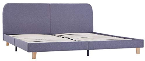 Festnight Bettgestell Bett Doppelbett Ehebett Bettrahmen Funktionsbett | Bettgestell mit Lattenrost Hellgrau Stoff 180x200 cm