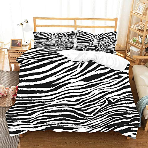 Morbuy Bettbezug Bettwäsche Set, Abstrakter Stil 3D Drucken Bettwäsche-Set Deluxe Mikrofaser Junge Mädchen Weiche mit Reißverschluss Bettbezug und Kissenbezüge (220x240cm,Zebra)