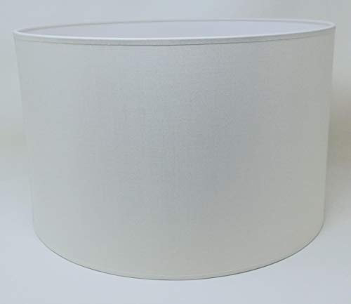 Zylinder Lampenschirm Baumwolle Stoff handgefertigt für Deckenleuchte, Tischleuchte, Stehlampe (Elfenbein, 40 cm Durchmesser 20 cm Höhe)