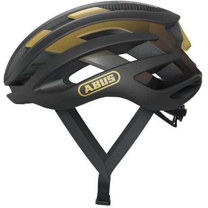 ABUS Rennradhelm AirBreaker - High-End Fahrradhelm für den professionellen Radsport - für Jugendliche und Erwachsene - Helm für Damen und Herren - Schwarz/Gold, Größe L