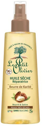 LE PETIT OLIVIER - Olio secco riparatore - Burro di karité - Nutre e Satine la pelle - Pelle molto secca - 96% di origine naturale - Senza silicone - Made in France - 150 ml