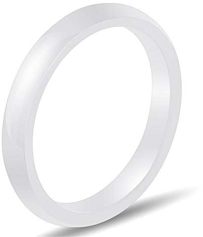 OAKKY Damen 3MM Breite Engagement Hochzeit Band Ringe Keramik Weiß Größe 65 (20.7)