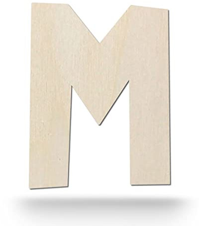Kleenes Traumhandel Holzbuchstaben - Buchstabe aus Holz - Buchstaben für Türbeschriftung - Alphabet aus Holz für Kinderzimmer, Wohnzimmer u.v.m. - (20 cm, Großes M)
