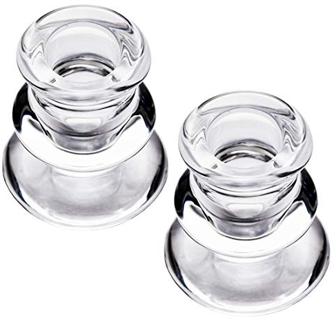 Kerzenhalter aus klarem Glas, 2 Stück, kegelförmig, für Hochzeit, Dekoration und Abendessen
