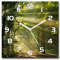 Tulup Glasuhr - 30x30cm - weißen Zeigern - Wanduhr Wandkunst Bild Gehärtetem Glas Uhr Echtglas Küche Wohnzimmer - Wald in der Sonne