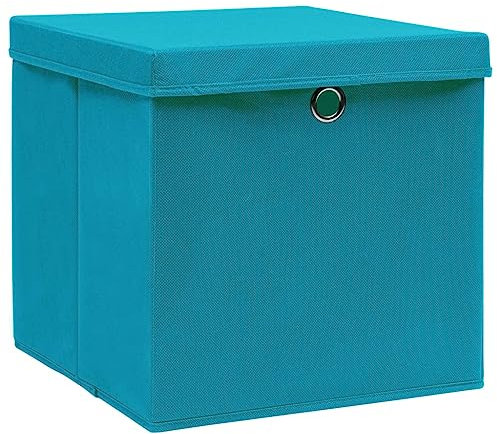 vidaXL 10x Aufbewahrungsbox mit Deckeln Zusammenklappbar Spielkiste Regalkorb Faltkiste Korb Kinderbox Box Kiste Faltbox 28x28x28cm Babyblau