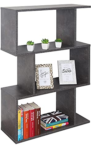 RICOO Standregal 97 x 70 x 25 cm Betonoptik grau WM072-BG Bücherregal Wandregal Wohnzimmer