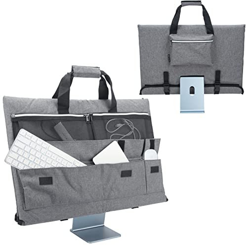 KISLANE Travel Case for 24'' iMac, Protective Storage Bag with Carry Handle for iMac Monitor and Accessories (Grey)