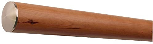 TIBU Kirsche Holz Handlauf Geländer 30-500cm Wandhandlauf Treppe Wand mit Edelstahl Enden, Länge 3500 mm / 350 cm / 3,5 m und Enden leicht gewölbte Edelstahlkappe