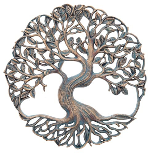 Top Brass Gedrehter Baum des Lebens Wandschild 29,5 cm dekorative spirituelle keltische Gartenkunst Skulptur