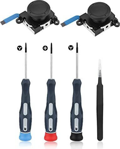 Repair Kit for Joycon Drift Joystick,Ancable 3D Analog Joy Stick Replacement for Joy Con Controller with Cross & Tri-Wing Screwdrivers, Repair Tool Kits