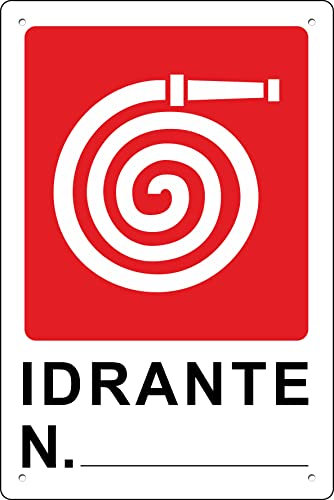 Pubblimania IDRANTE N° Cartello di emergenza antincendio e sicurezza in alluminio metallo 3 mm di spessore (Cm 20x30) (Idrante N.)