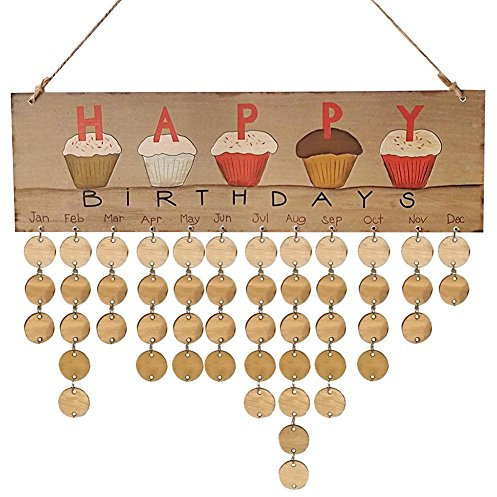 AMZLORD Panneau en bois « Happy Birthday » en forme de panneau de rappel d'anniversaire (A)