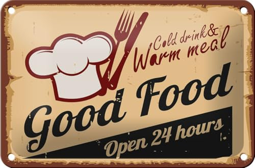 Femer Cartel de chapa retro, 18 x 12 cm, diseño de bebidas frías y cálidas, de metal decorativo