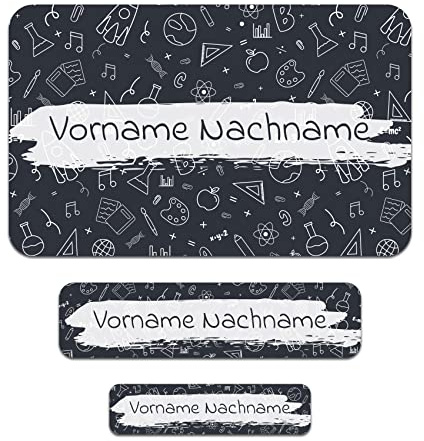 50 x personalisierte Namensaufkleber Sticker mit Wunschname Klebeetiketten zum Markieren Stifte Hefte mit Kinder Name Schule Kindergarten Aufkleber Set (06 Wissenschaft)