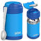 JARLSON® Thermobehälter Kinder YUMMY | Edelstahl Warmhaltebehälter Essen/Babybrei | Müslibecher to go mit Löffel | Joghurtbecher | Essensbehälter | Thermobecher | Wärmebehälter (450 ml, Blau)
