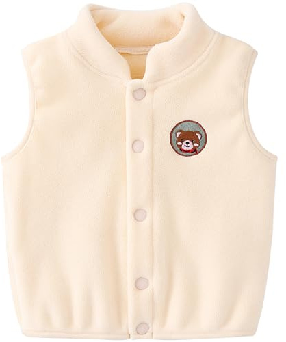Gilet in Pile per Bebè Bambini Vello Polare Autunno Inverno Bambina Senza Maniche con Bottoni a Pressione Giacche Ragazzi Ragazze Caloroso Capispalla Cardigan Top con Motivo