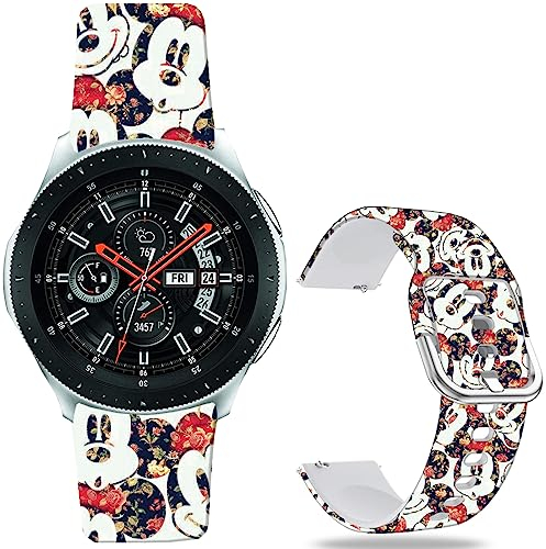 Leotop 22mm Sport weiche Silikonbänder kompatibel mit Samsung Galaxy Watch 3 45mm Band/Galaxy Watch 46mm / Gear S3 Frontier für Frauen Männer. (Niedliche Maus)