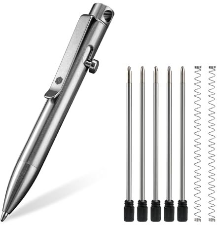 KeyUnity KP04ST Stylo À Bille En Alliage De Titane Avec Pince, Stylo De Poche EDC En Métal Rétractable Pour Un Transport Quotidien