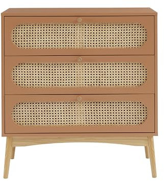BAÏTA Commode SIXTINE Terracotta et cannage rotin 3 tiroirs