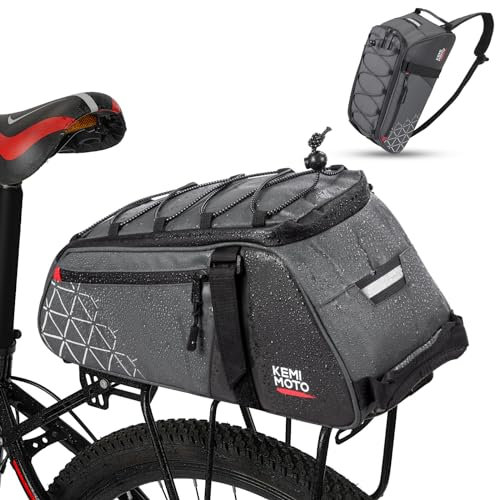 KEMIMOTO 2 IN 1 Gepäckträgertasche, 8L & Wasserabweisende Fahrradtaschen für Gepäckträger, Mehrere Fächer, mit Tragegriff und Schultergurt, Fahrrad Taschen hinten