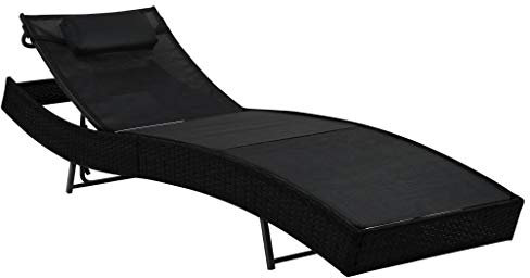 Mengtu Y4 - Tumbona con cojín de ratán sintético, color negro, para tomar el sol, sofá cama muebles, tumbonas de jardín, tumbona de piscina, tumbona de jardín Y4 muebles para interior/exterior
