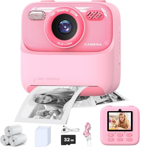 masterbee Macchina Fotografica Istantanea, Regalo Bambina/Regalo Bambino, Fotocamera per Bambini, Macchina Fotografica Bambini, Video HD 1080P, Giochi Bambini 3 4 5 6 7 8 9 10 11 12 Anni