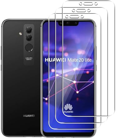 Jinyunlai Protector Pantalla para Huawei Mate 20 Lite, [3 Piezas] Antirayaduras, HD Transparente, Sin Burbujas, 9H Dureza Protector de Pantalla de Vidrio Templado para Huawei Mate 20 Lite