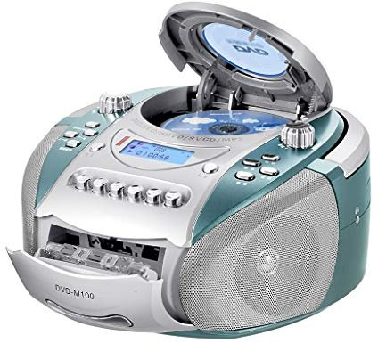 Portable Portable Boombox CD Player with Bluetooth, Remote Control, USB MP3 Playback, Headphone Jack, LED Display Repeater Recorder DVD Tape Player CD Player(Green)