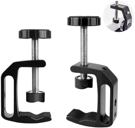Lot de 2 pinces de serrage en C de 0 à 47 mm - En aluminium - Réglables - Heavy Clamp avec trous de vis 1/4 3/8 - Trépied de serrage C - Virole en C - Pour le travail du bois, le bricolage et la
