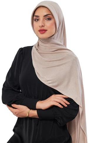 dscarf Hijab-Schal für Muslimische Frauen | Sofort Machbarer Jersey-Kopfschal | Fertig Genähter Jersey-Turban | Mode für Muslimische Frauen (Heller Nerz)