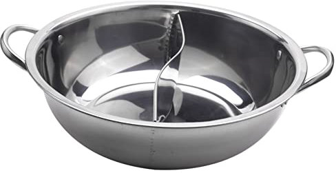Bahwphry 28cm Feuertopf geteilt Edelstahl 28cm Kochgeschirr Feuertopf Regiert Kompatibel Suppe Auf Lager Toepfe Zuhause Kueche