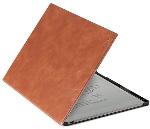 CoBak Case for reMarkable Paper Pro Color Tablet - Auto Sleep/Wake Hard Back Shell Protective Book Folio Cover with Built-in Pen Holder and Nibs Holder - for 11.8 2024 Released, Brown