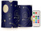 Abstract Space Navy Blue flameless Candles Battery Operated flameless Votive Candles Electronic Lights Electric Timer for Christmas Battery Pillar Candles 2-Piecing Set