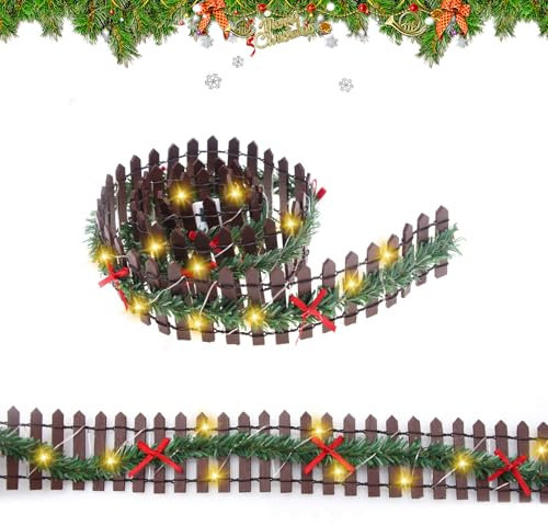 Mini Recinzione per Giardino, Staccionata In Legno, Miniatura Recinto per Albero di Natale