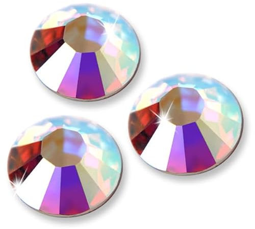 Luxoria 25 Stück Swarovski® Kristalle 2058, KEIN Hotfix, Crystal AB, SS14 (Ø ca.3,5 mm), Strasssteine zum Aufkleben + 1 Stück Positionierstrip