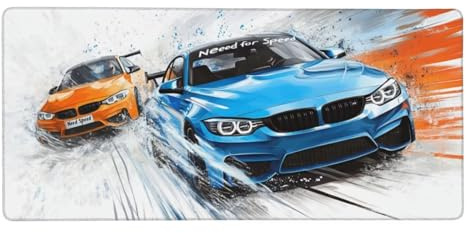 XXL Tapis de Souris Gaming Grand Mouse Pad Voiture de Course Grand Tapis Antidérapant sur Les Bords, Accessoire Bureau, Étanche avec Coutures Sous-main de Clavier pour Ordinateur, PC 800x400x3mm V0555