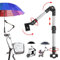 Lamppdcor Umbrella Holder For Stroller 180°Adjustable Umbrella Holder for Stroller, Stretchable Umbrella Clamp for 0.83-0.98 Handlebars Bike, Pram, Electric Car, Motorcycle