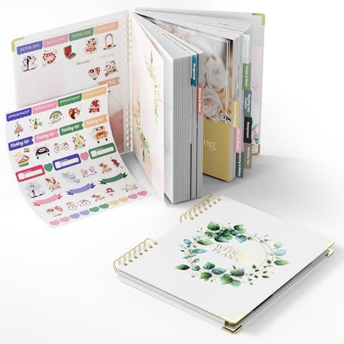 ABC life Wedding Planner Book Organiser, The Wedding Planning Book for UK Bride with 10 Themes, Engagement Gifts for Couples, Personalised Wedding Countdown Notebook for Your Special Day - Garland