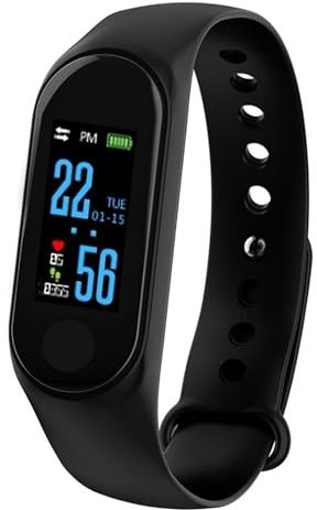 Bonbela M3 Fitness Armband Fitness Tracker mit Herzfrequenzmonitor 0,96 Zoll HD -Bildschirm IP65 Wasserdicht für Android Smartwatch mit Anrufbenachrichtigungen Stille Alarme (Schwarz)