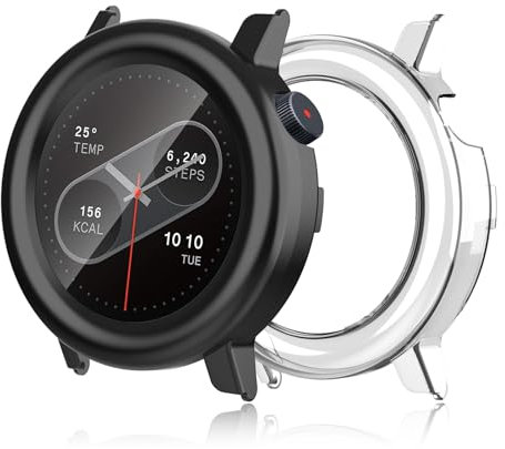 Haofun 2 Pezzi Cover per Nothing CMF Watch Pro 2, con Vetro Temperato Pellicola Protettiva, PC Protettiva Custodia Quadranti Solo per Cornici Curve - Trasparente + Nero