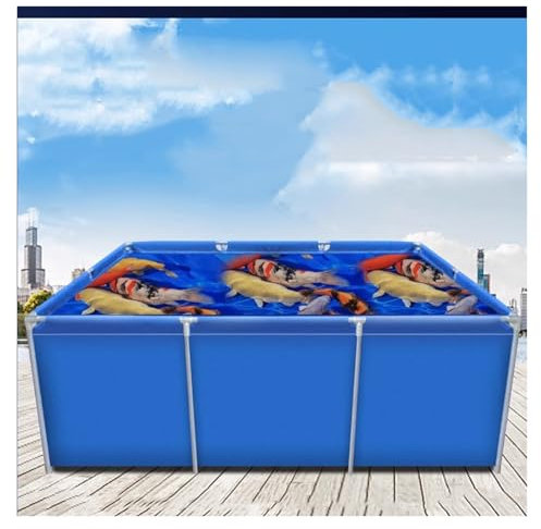 Pliable Étang À Poissons En Toile, Flexible PVC Piscine Aquacole Avec Cadre En Acier, Hors Sol Réservoir De Rétention Temporaire Étang De Carpes Koï Pour La Culture Irrigation Agricole((LxWxH)3x2x1m)