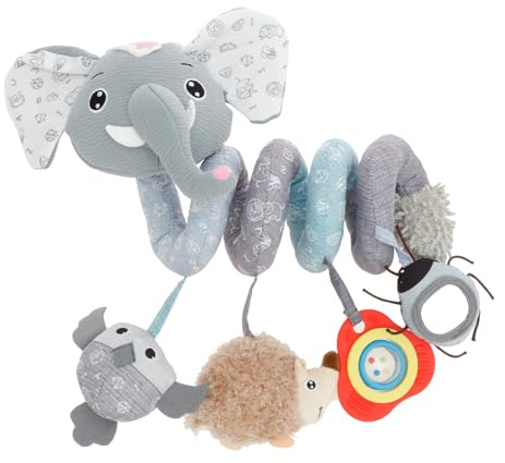 Kinderwagen Spielzeug, Baby Activity Spirale Spielzeug mit Musik, Hängendes Spiral Plüsch Spielzeugs für Kinderbett/Autositz/ Babyschale, Neugeborene Geschenk für Babys und Kleinkindern(Elefant)