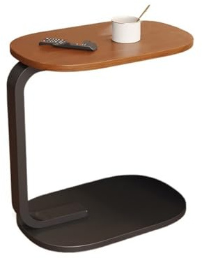 XYRTHSKO C-förmiger Sofa-Couchtisch, Stabiler runder Eck-Mobil-Schreibtisch mit Ablage, multifunktionaler ovaler Nachttisch-Organizer(G)