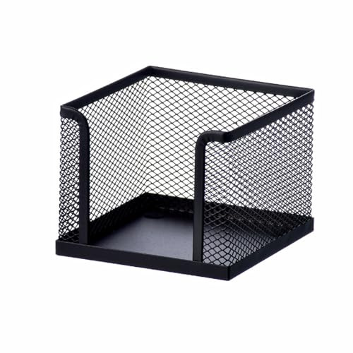 TOP-MAX Zettelbox Drahtgitter Schwarz, Metall Notizblockhalter Groß für 10x10 cm (4 Zoll) Notizklotz, Schreibtisch Organizer Box für lose Notizzettel, Bürobedarf Zubehör für Schule und Zuhause